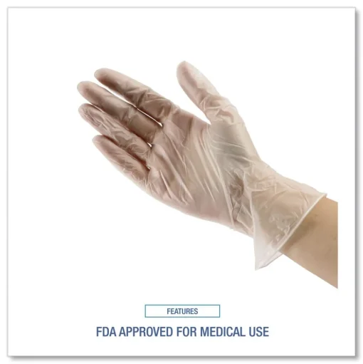 Boardwalk 2.6 mil 9.5 in. Long Powder-Free General Purpose Vinyl Gloves - Small, Clear (100/Box, 10 Boxes/Carton)