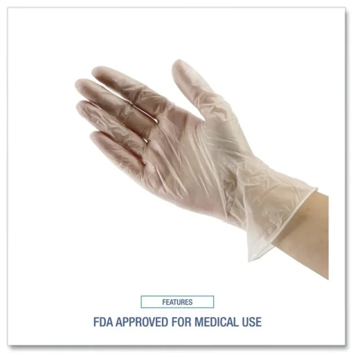 Boardwalk 2.6 mil 9.5 in. Long Powder-Free General Purpose Vinyl Gloves - Extra Large, Clear (100/Box, 10 Boxes/Carton)