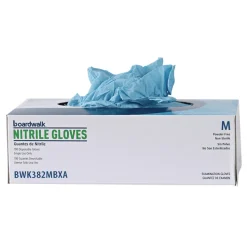 Boardwalk 5 mil 9.5 in. Long Powder-Free Disposable Examination Nitrile Gloves - Medium, Blue (100/Box, 10 Boxes/Carton)