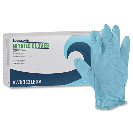 Boardwalk 5 mil 9.5 in. Long Powder-Free Disposable Examination Nitrile Gloves - Large, Blue (100/Box, 10 Boxes/Carton)