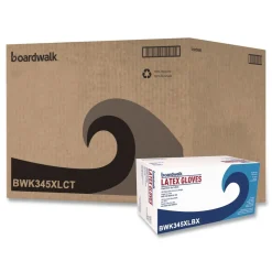 Boardwalk 4.4 mil 9.5 in. Long Powder-Free General-Purpose Latex Gloves - Extra Large, Natural (100/Box, 10 Boxes/Carton)