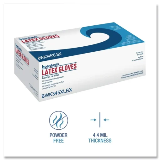 Boardwalk 4.4 mil 9.5 in. Long Powder-Free General-Purpose Latex Gloves - Extra Large, Natural (100/Box, 10 Boxes/Carton)