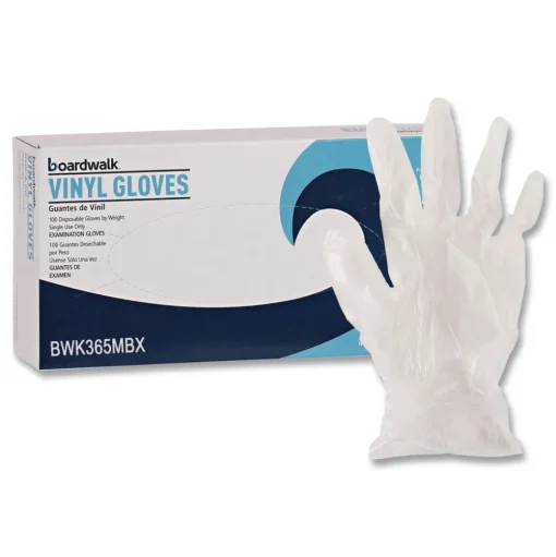 Boardwalk 2.6 mil 13 in. Long Powder-Free General Purpose Vinyl Gloves - Medium, Clear (100/Box)