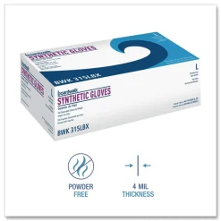 Boardwalk 4 mil 9.5 in. Long Powder-Free Synthetic Vinyl Gloves - Large, Cream (100/Box, 10 Boxes/Carton)