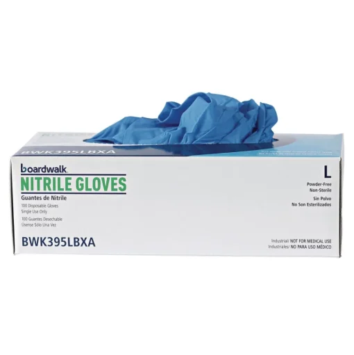 Boardwalk 5 mil Disposable General-Purpose Powder-Free Nitrile Gloves - Large, Blue (100/Box)