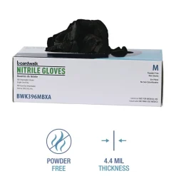 Boardwalk 4.4 mil General Purpose Powder-Free Disposable Nitrile Gloves - Medium, Black (100/Box)