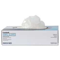 Boardwalk 3.6 mil Thick 9.5 in. Long Powder-Free Exam Vinyl Gloves - Medium, Clear (100/Box, 10 Boxes/Carton)