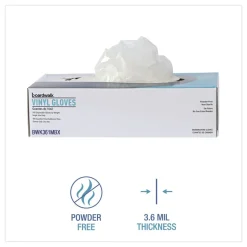 Boardwalk 3.6 mil Thick 9.5 in. Long Powder-Free Exam Vinyl Gloves - Medium, Clear (100/Box, 10 Boxes/Carton)