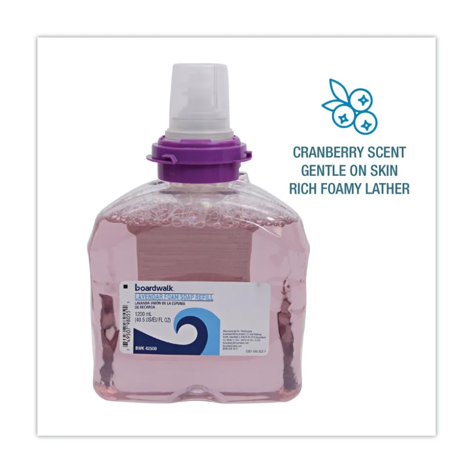 Boardwalk 1200 mL Lavender Foam Soap Refill - Cranberry Scent (2/Carton)