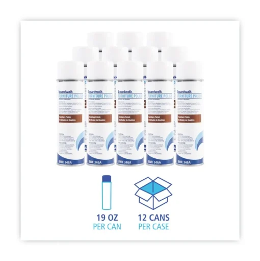 Boardwalk 19 oz. Aerosol Spray Furniture Polish - Lemon Scent (12/Carton)