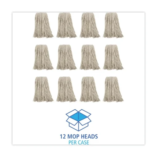 Boardwalk 16 oz. Cotton Premium Cut-End Wet Mop Heads - White (12/Carton)