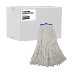 Boardwalk 16 oz. Cut-End Lie-Flat Rayon Wet Mop Head - White (12/Carton)