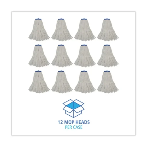 Boardwalk 16 oz. Cut-End Lie-Flat Rayon Wet Mop Head - White (12/Carton)