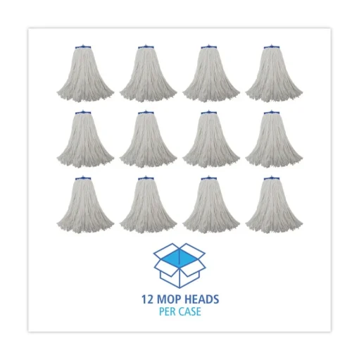 Boardwalk 20 oz. Economical Lie-Flat Rayon Fiber Mop Head - White (12/Carton)