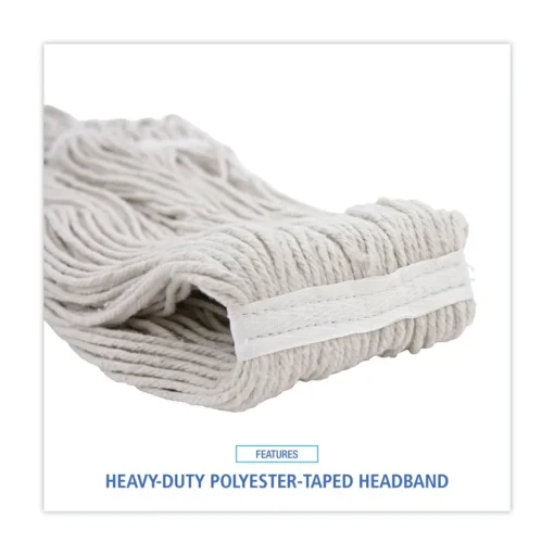 Boardwalk 24 oz. Pro Loop Web/Tailband Cotton Wet Mop Head - White (12/Carton)