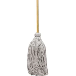 Boardwalk #20 White Cotton Head 50 in. Wood Handle Cotton Deck Mop (12/Carton)