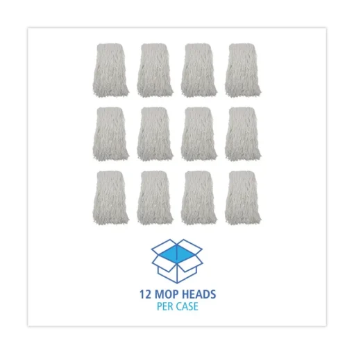 Boardwalk Banded Rayon 24 oz. Cut-End Mop Heads - White (12/Carton)