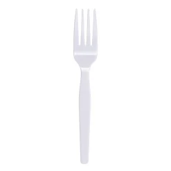 Boardwalk BWK FORKMWPS Mediumweight Polystyrene Plastic Fork Cutlery - White (100/Box, 10 Boxes/Carton)