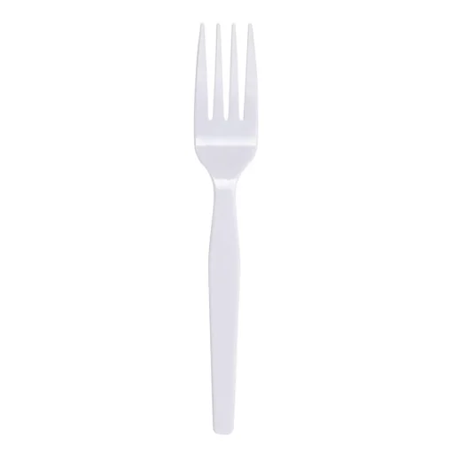Boardwalk BWK FORKMWPS Mediumweight Polystyrene Plastic Fork Cutlery - White (100/Box, 10 Boxes/Carton)