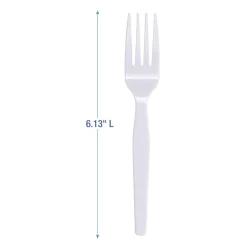 Boardwalk BWK FORKMWPS Mediumweight Polystyrene Plastic Fork Cutlery - White (100/Box, 10 Boxes/Carton)