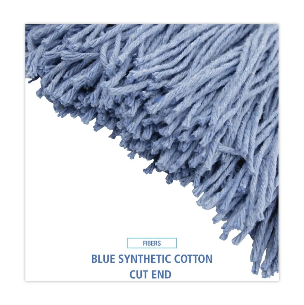 Boardwalk BWK2024B #24 Cotton/Synthetic Fiber Cut-End Standard Mop Head - Blue (12/Carton)