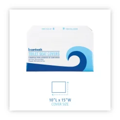 Boardwalk BWKK2500B 14.17 in. x 16.73 in. Premium Half-Fold Toilet Seat Covers - White (250/Sleeve, 10 Sleeves/Carton)