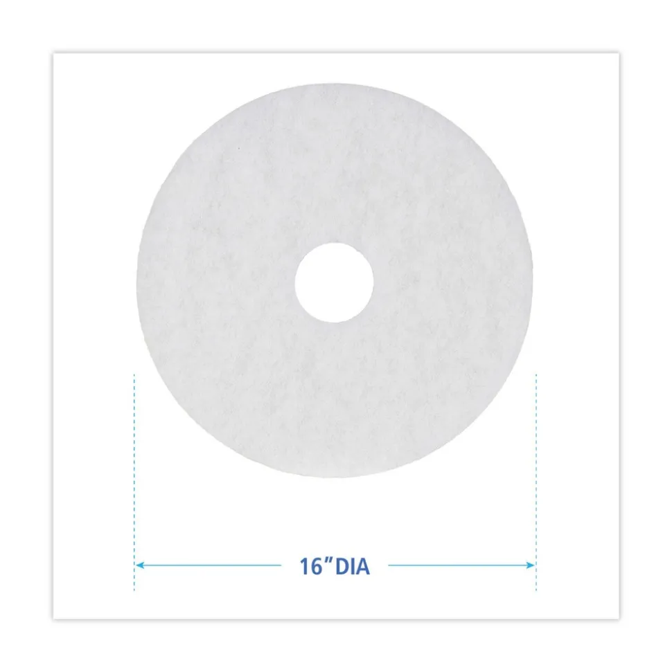 Boardwalk BWK4016WHI 16 in. Diameter Polishing Floor Pads - White (5/Carton)