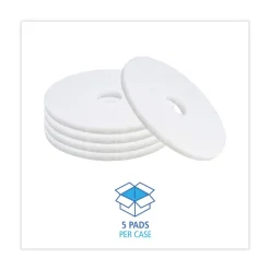Boardwalk BWK4016WHI 16 in. Diameter Polishing Floor Pads - White (5/Carton)