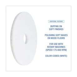 Boardwalk BWK4016WHI 16 in. Diameter Polishing Floor Pads - White (5/Carton)