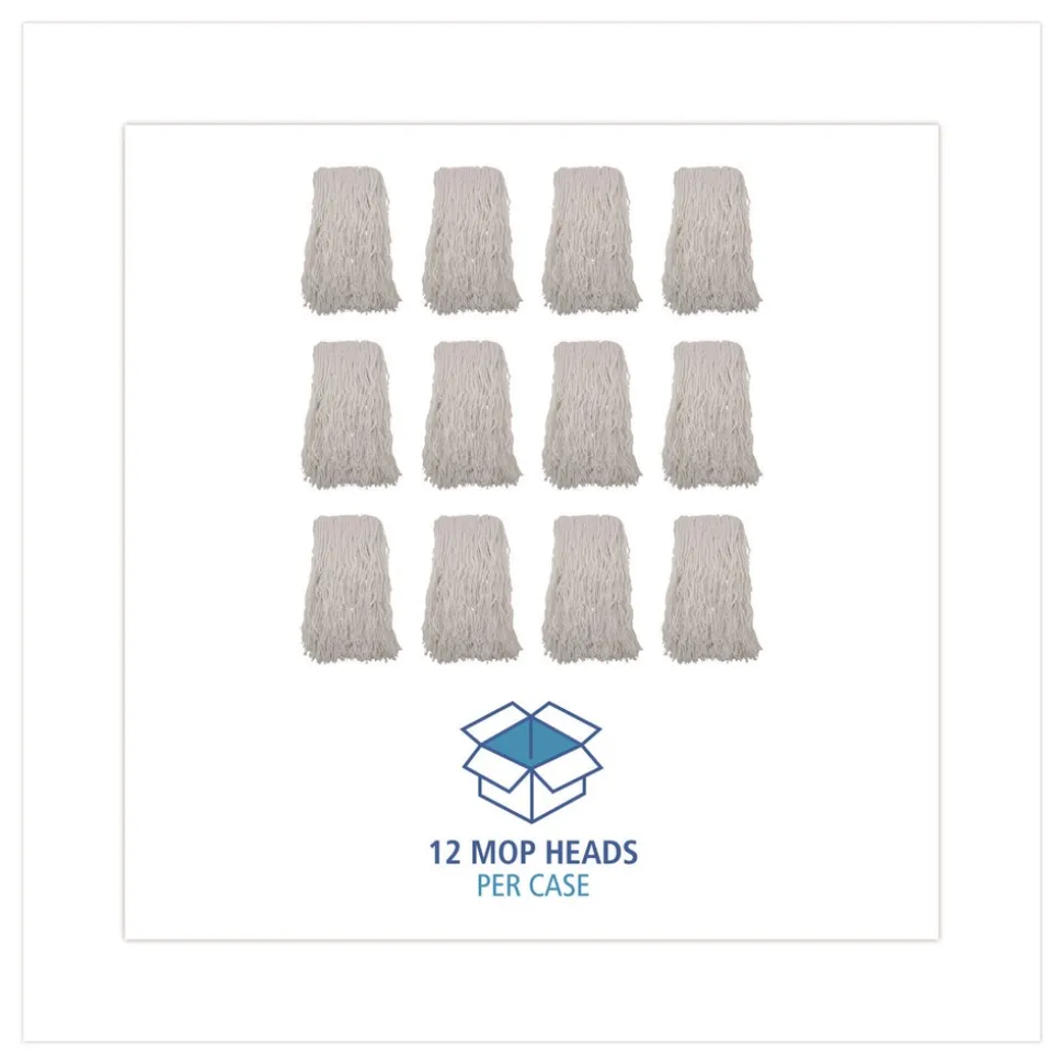Boardwalk Cut-End Rayon Wet Mop Heads - White (12/Carton)