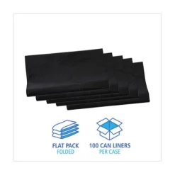 Boardwalk H8647WKK 56 Gallon 1.7 mil 43 in. x 47 in. Flat Pack Linear Low Density Industrial Can Liners - Black (100/Carton)