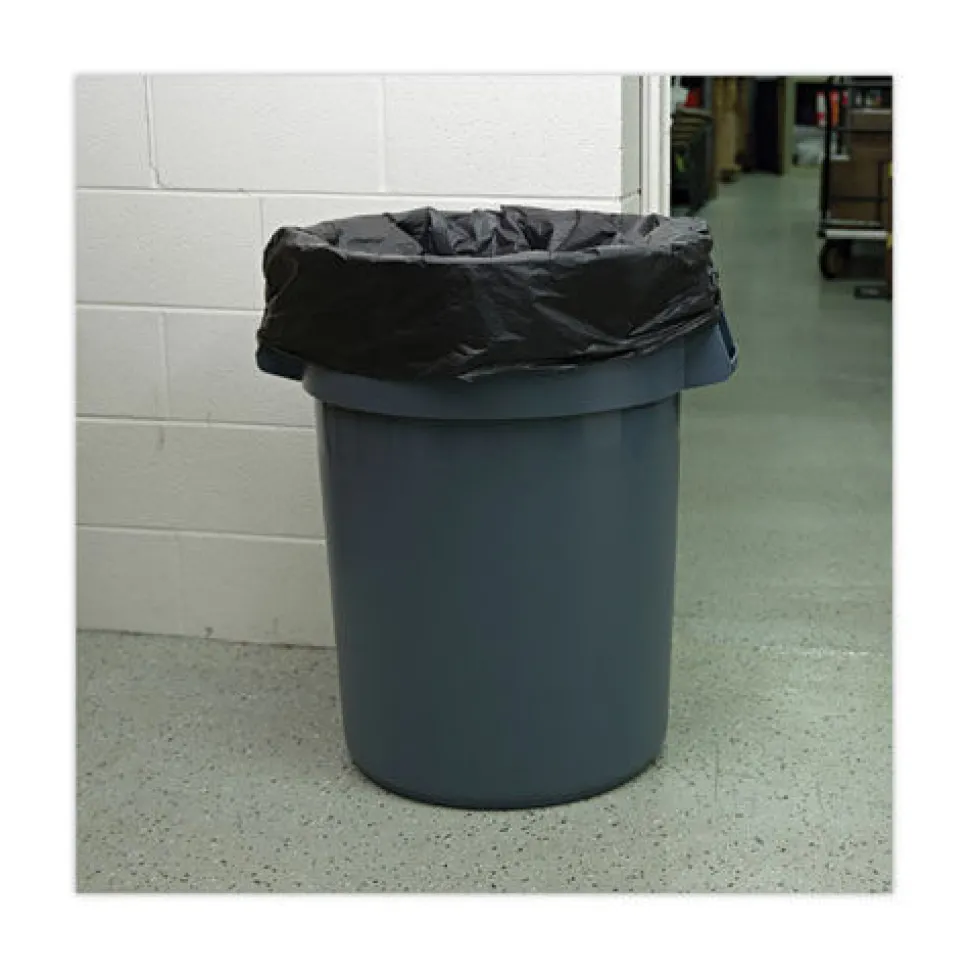 Boardwalk H8647WKK 56 Gallon 1.7 mil 43 in. x 47 in. Flat Pack Linear Low Density Industrial Can Liners - Black (100/Carton)