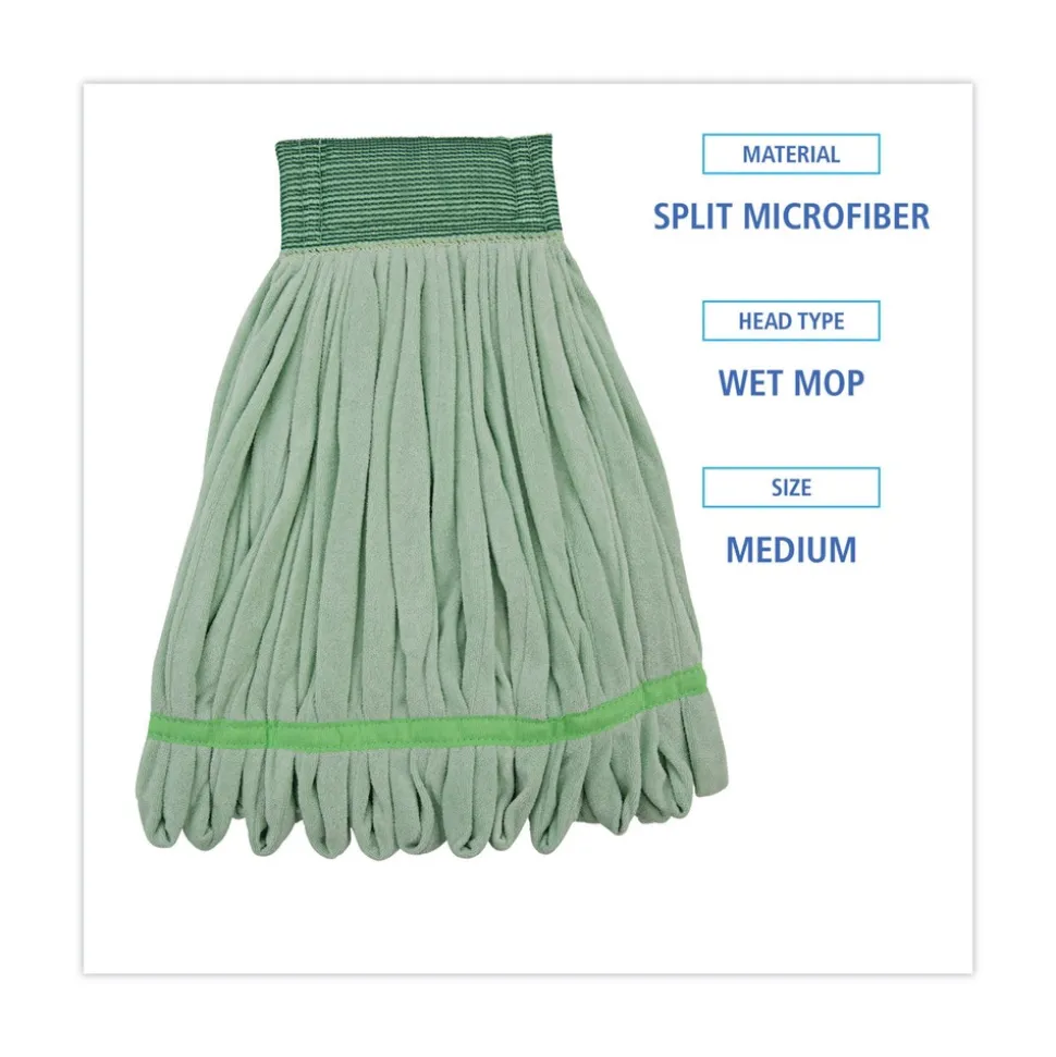 Boardwalk Microfiber Looped-End Wet Mop Head - Medium, Green
