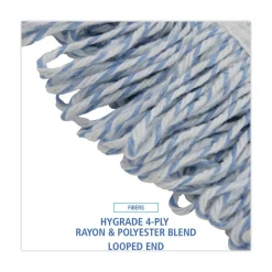 Boardwalk Narrow Floor Finish Rayon/Polyester Mop Head - Medium, White/Blue (12/Carton)