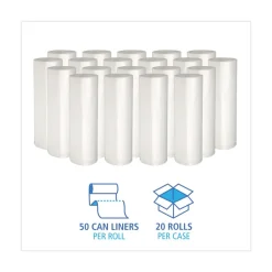 Boardwalk 1000-Piece/Carton High-Density 10-Gallon 6-Micron 24 in. x 23 in. Can Liners - Natural