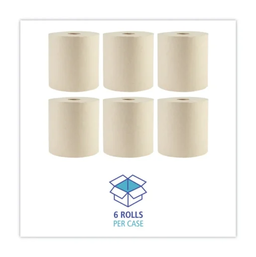 Boardwalk 1-Ply 8 in. x 800 ft. Green Xtra Roll Towels - Natural (6 Rolls/Carton)