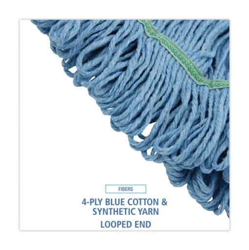 Boardwalk Super Loop Cotton/Synthetic Fiber Wet Mop Head with 1 in. Headband - Blue (12/Carton)
