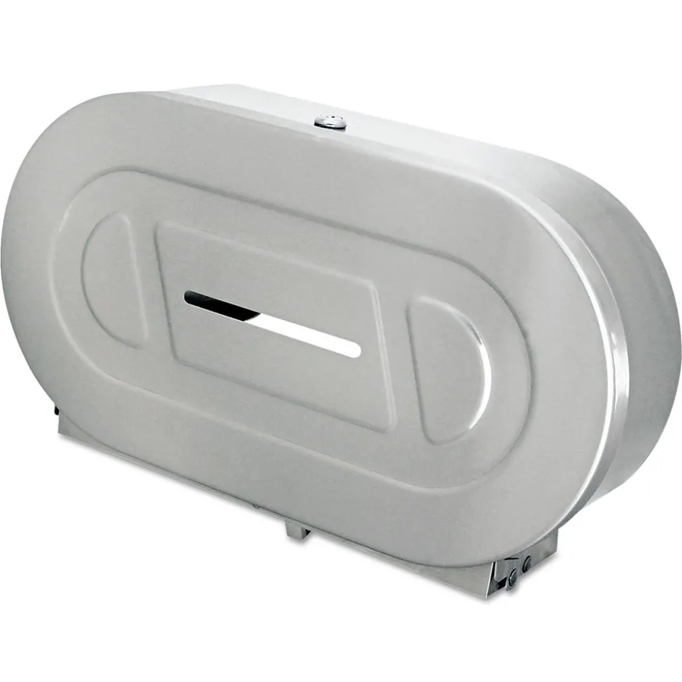 Bobrick 20.81 in. x 5.31 in. x 11.38 in. Jumbo Toilet Tissue 2 Roll Dispenser - Satin-Finish Stainless Steel