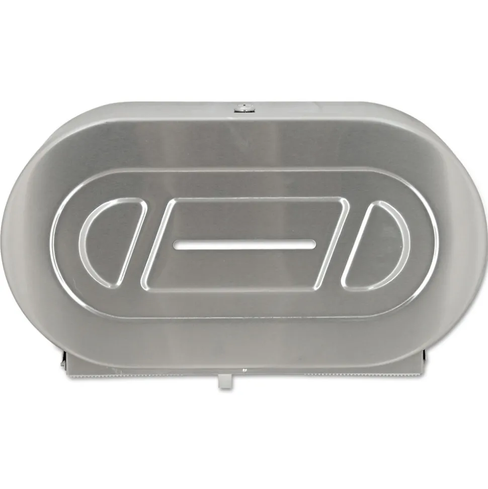 Bobrick 20.81 in. x 5.31 in. x 11.38 in. Jumbo Toilet Tissue 2 Roll Dispenser - Satin-Finish Stainless Steel