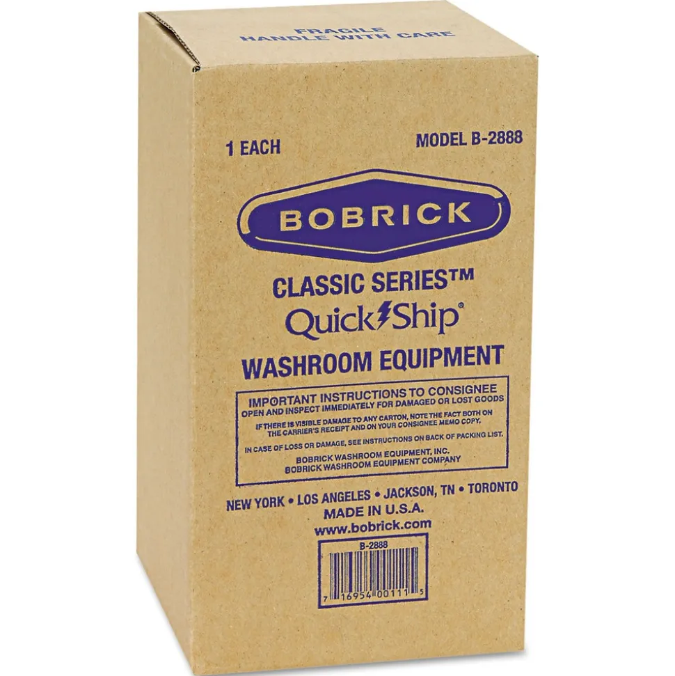 Bobrick 6-1/16 in. x 5-15/16 in. x 11 in. Stainless Steel 2-Roll Tissue Dispenser - Stainless Steel