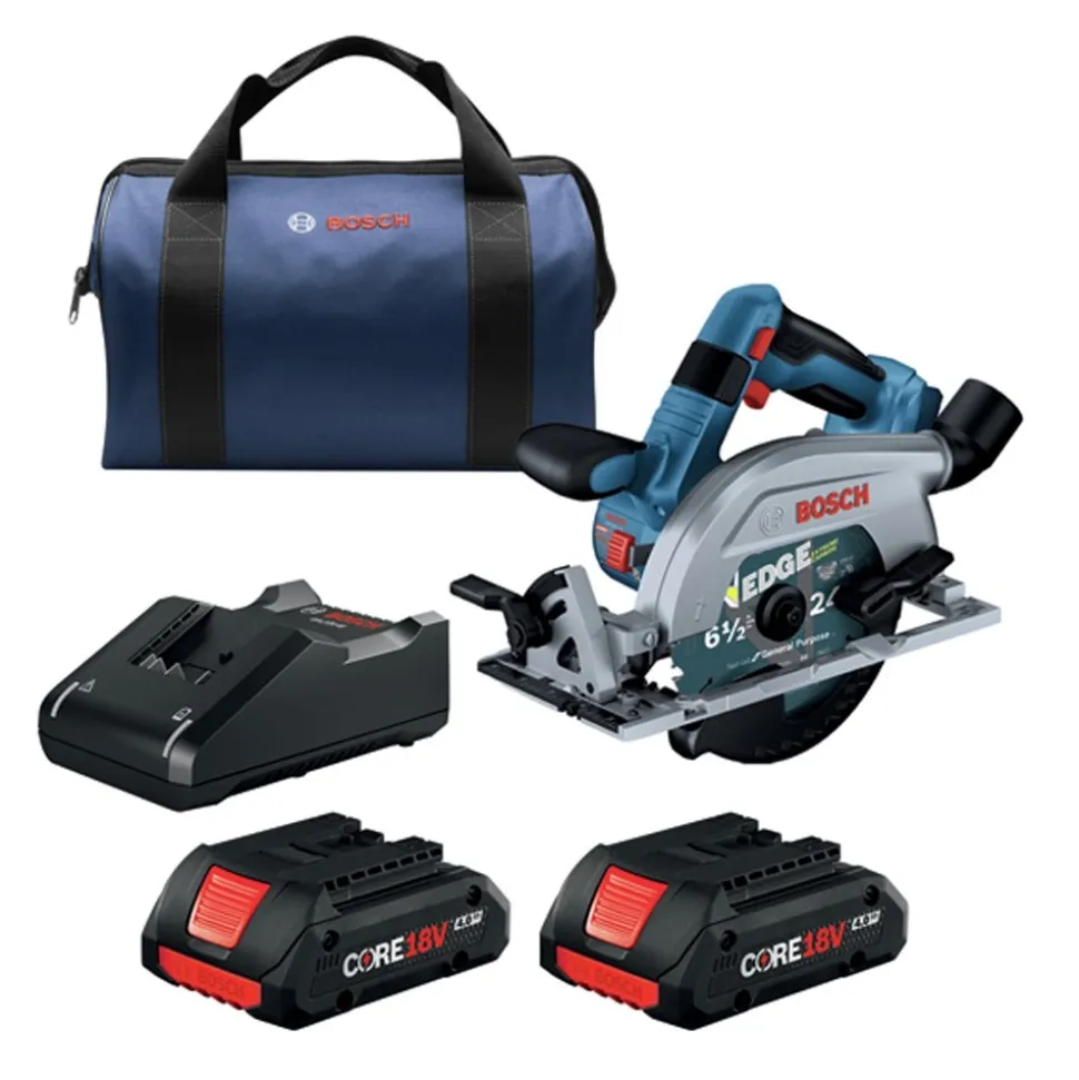 Bosch 18V Brushless Blade-Left Lithium-Ion 6-1/2 in. Cordless Circular Saw Kit with 2 Batteries (4 Ah)