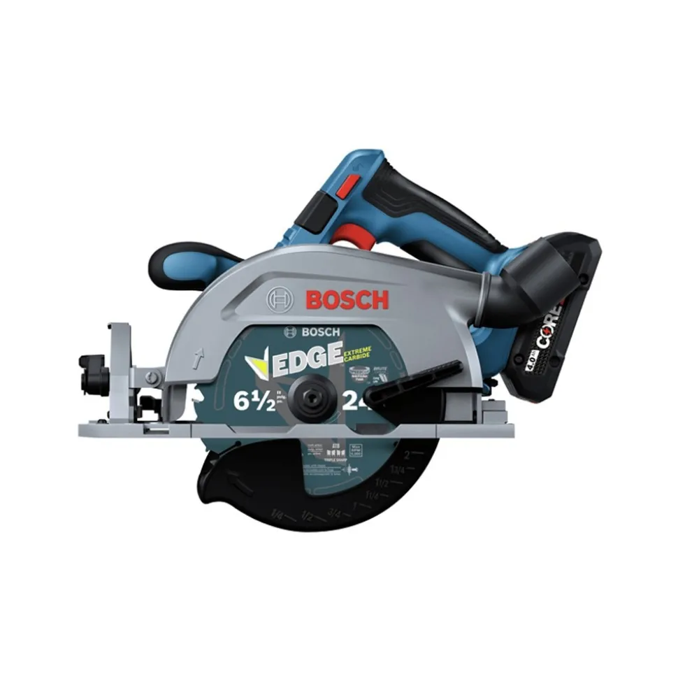 Bosch 18V Brushless Blade-Left Lithium-Ion 6-1/2 in. Cordless Circular Saw Kit with 2 Batteries (4 Ah)