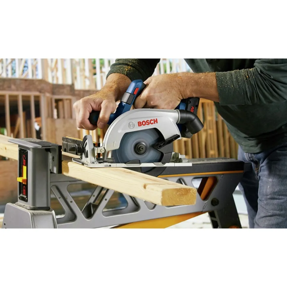 Bosch 18V Brushless Blade-Left Lithium-Ion 6-1/2 in. Cordless Circular Saw Kit with 2 Batteries (4 Ah)