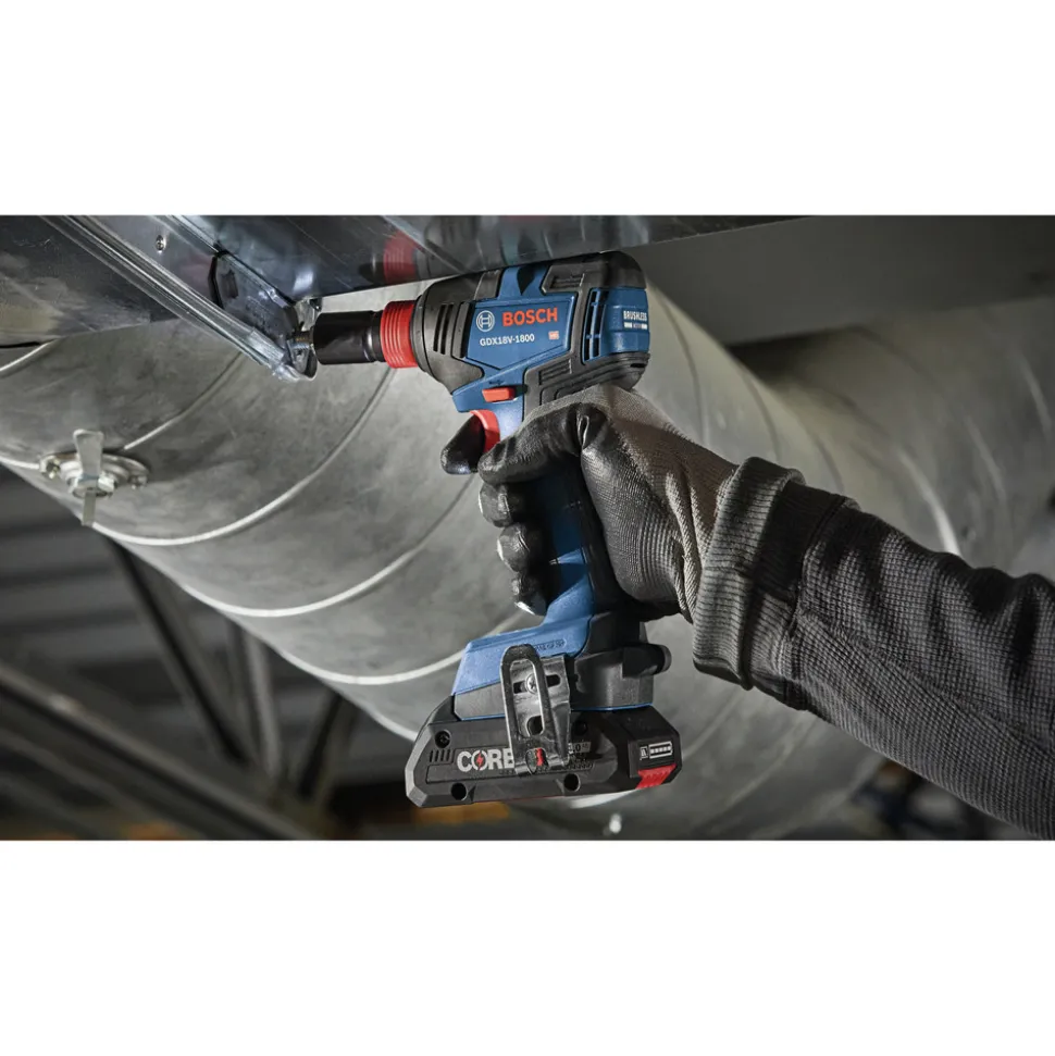 Bosch 18V Brushless Lithium-Ion 1/2 in. Cordless Hammer Drill Driver and 2-in-1 1/4 in. and 1/2 in. Bit Socket Impact Wrench Kit (4 Ah)