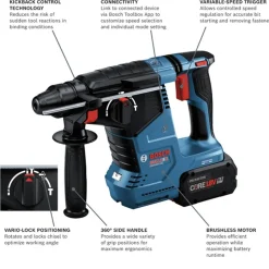 Bosch 18V Brushless Lithium-Ion 1 in. Cordless SDS-Plus Bulldog Rotary Hammer Kit with 2 Batteries (8 Ah)