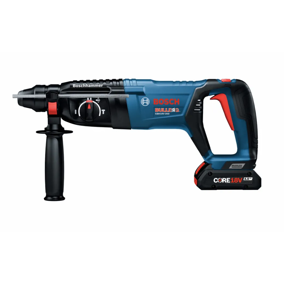Bosch 18V Bulldog Brushless SDS-Plus Lithium-Ion 1 in. Cordless Rotary Hammer Kit with 2 Batteries (4 Ah)