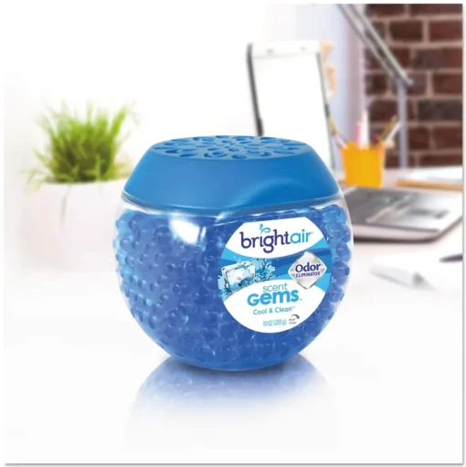 BRIGHT Air 10 oz. Scent Gems Odor Eliminator - Cool and Clean, Blue (6/Carton)