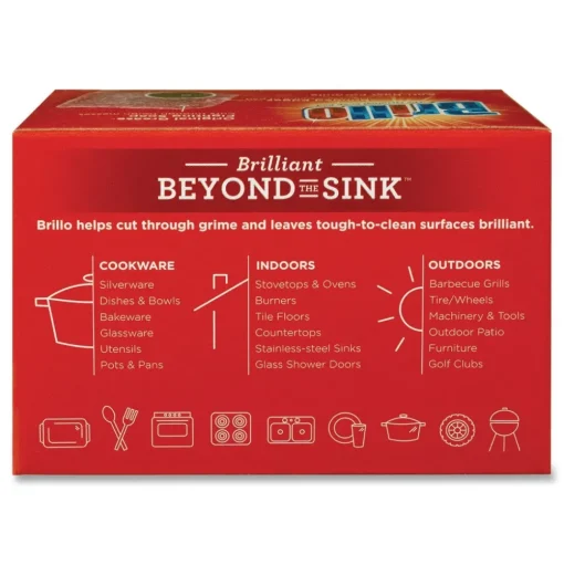 Brillo 2.5 in. x 3 in. Steel Wool Soap Pads - Gray/Pink (12/Carton)