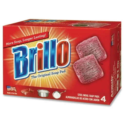 Brillo 2.5 in. x 3 in. Steel Wool Soap Pads - Gray/Pink (12/Carton)