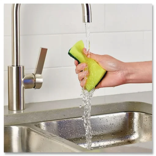 Brillo Estracell 4.9 in. x 2.9 in. Heavy-Duty Scrub Sponge - Yellow/Green (12/Carton)
